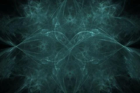 Digital symmetrical fractal pattern electrifying on black background 스톡 일러스트
