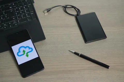 Digital Syncing and Mobile Data Management 库存照片