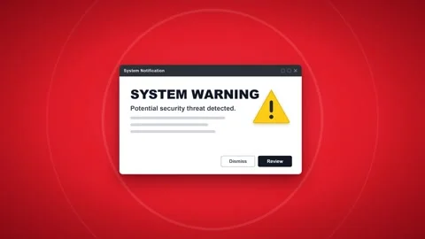 Digital system alert warning notification pop up on red background. 4K Stock-Footage 348301356
