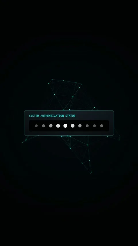 Digital System Authentication Progress Bar with Abstract Network Nodes 스톡 동영상 347186611
