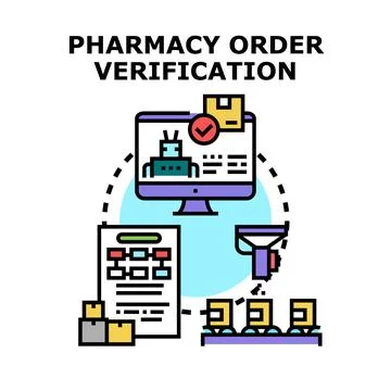 Digital system automating pharmacy order verification Stock Illustration