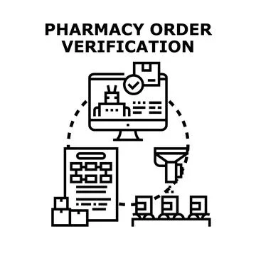 Digital system automating pharmacy order verification Stock Illustration