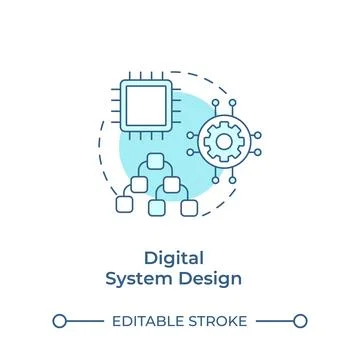 Digital system design soft blue concept icon Stock Illustration