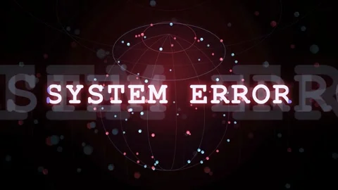 Digital system error warning message over a futuristic holographic globe with Stock Footage 343155198