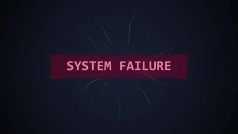 Digital System Failure Warning Screen with Glitching Text and Abstract Netw.. Stock Footage 348415739