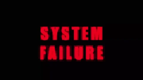 Digital system failure warning text flashing red and blue on black background Stock Footage 343412796