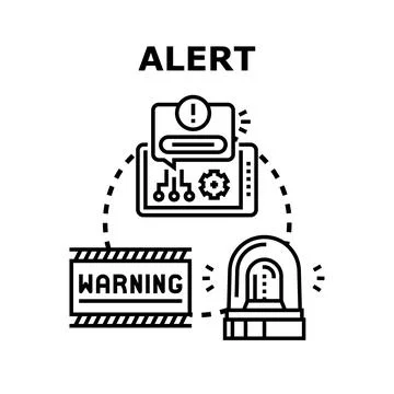 Digital system generating security warning alert notification Stock Illustration