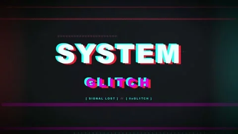Digital System Glitch Effect with Distorted Text and Signal Loss on Dark Stock Footage 345761388