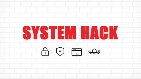 Digital System Hacking Warning with Glitch Text Effect Animation Stock Footage 336619607