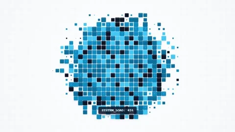 Digital System Load Progress Bar with Abstract Expanding Blue Pixels for Da.. 動画素材 347361854