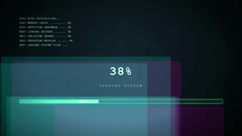 Digital System Loading Progress Bar with Computer Code and Percentage Counter Stock Footage 345754707