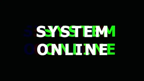 Digital System Online Text Glitch Effect With Green and Blue Neon Glow Anim.. Stock Footage 343474651