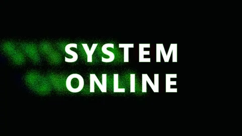 Digital system online text glitching with green neon light effect on dark b.. Stock Footage 343475414