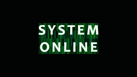Digital System Online text glowing green on black background with cinematic.. Stock Footage 343475089