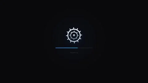 Digital system update progress bar with rotating gear on dark background lo.. Stock Footage 337552600