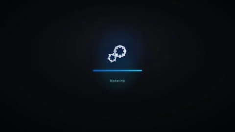 Digital system update progress bar with rotating gear minimalist tech backg.. Stock Footage 337552602