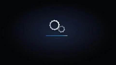 Digital system update progress bar with rotating gears animation on dark ba.. Stock Footage 337552636