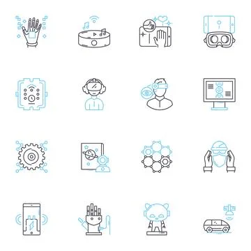 Digital systems linear icons set. Automation, Cloud, Code, Connectivity 스톡 일러스트