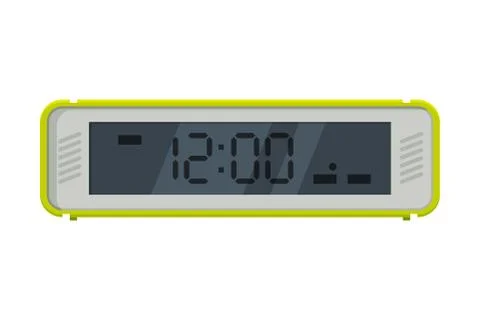 Digital Table Alarm Clock, Modern Electronic Time Measuring Instrument Vector Illustrazione stock
