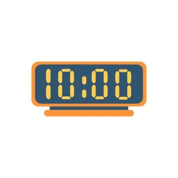 Digital Table Alarm Clock on white background. Vector illustration in trendy Stock Illustration