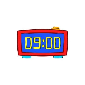 Digital table clock icon, cartoon style Illustrazione stock