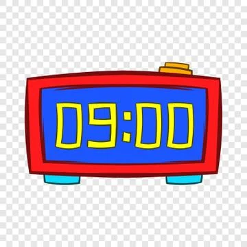 Digital table clock icon, cartoon style Illustrazione stock