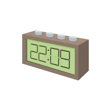 Digital table clock icon, cartoon style Illustrazione stock
