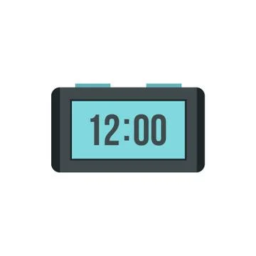 Digital table clock icon, flat style Illustrazione stock