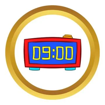 Digital table clock vector icon, cartoon style Illustrazione stock