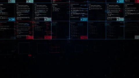 Digital table with data and numbers on black backgroun. Animation. Business Stock Footage 137261169