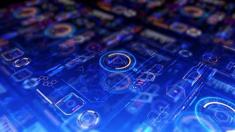 Digital Table. Futuristic HUD. IT Technology on Virtual Screen Stock Footage 252931693