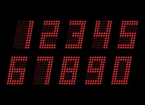 Digital table neon font with grid. Vector LED nubmers Stock Illustration