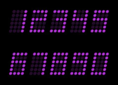 Digital table neon font with grid. Vector LED nubmers Stock Illustration