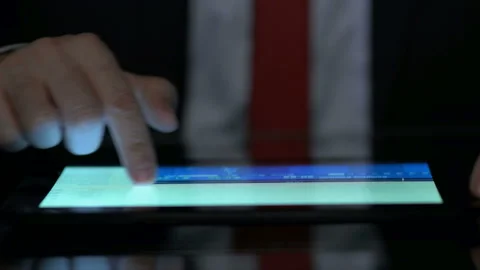 Digital tablet analysis close up Stock Footage 210168831