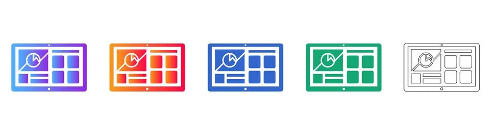Digital Tablet Analytics Icons Illustrazione stock