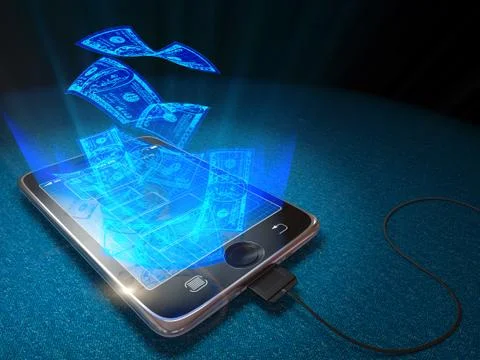 Digital tablet and currency as web money and business concept background Stock Illustration