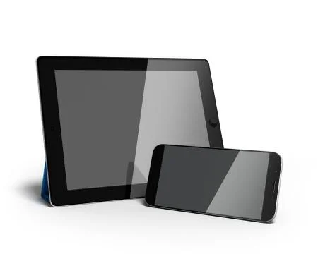 Digital tablet and smartphone 3d render isolated on white Stock Illustration