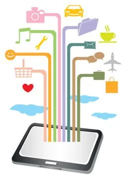 Digital Tablet and Technology Icons In Map Mapping Style Vector Illustration Stockillustratie