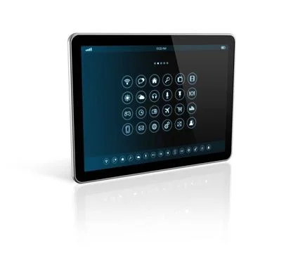  digital tablet with apps icons interface 3D digital tablet with apps icon... Stock Photos