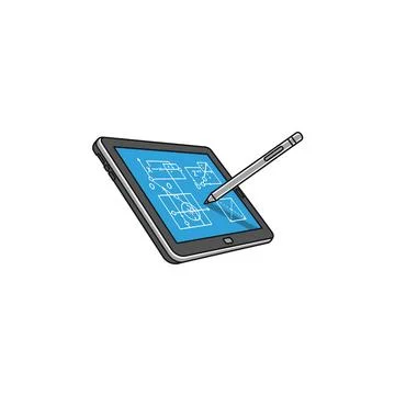 Digital tablet blueprint design Illustration
