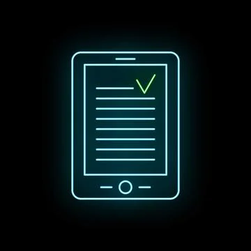 Digital tablet completing online checklist with neon glow Stock Illustration