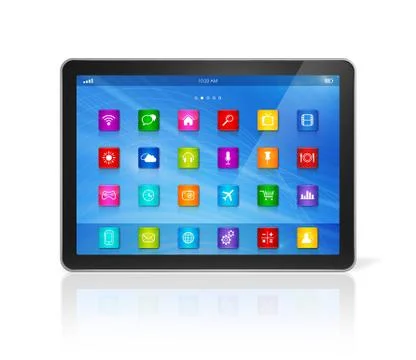 Digital tablet computer - apps icons interface 스톡 일러스트