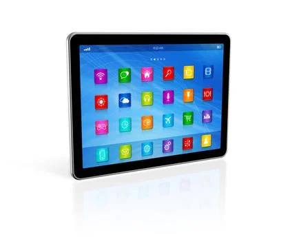 Digital Tablet Computer - apps icons interface 3D Digital Tablet Computer ... Foto stock