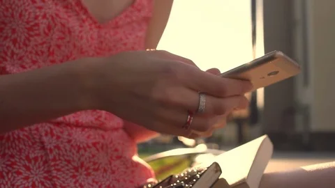Digital tablet computer in female hands, touching and scrolling. Closeup shot Video stock 77763793