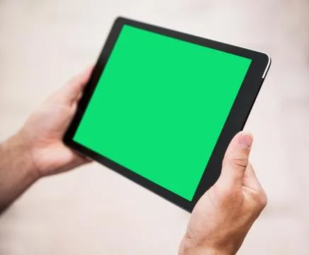 Digital tablet computer in male hands 写真素材