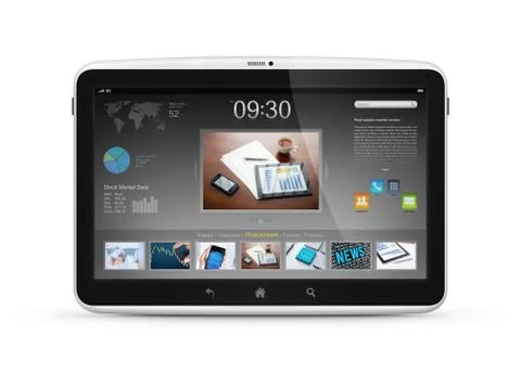 Digital tablet computer with start screen interface Illustrazione stock