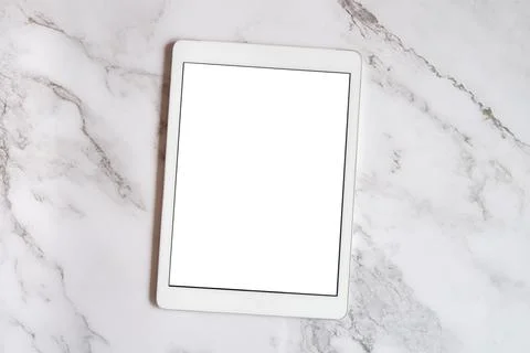 Digital tablet computer with vertical white blank digital screen for mockup o Stock Photos