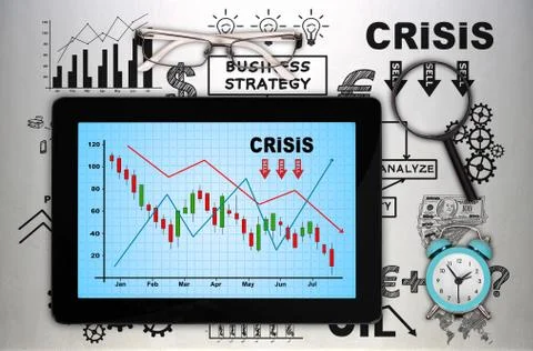 Digital tablet with crisis chart Foto stock