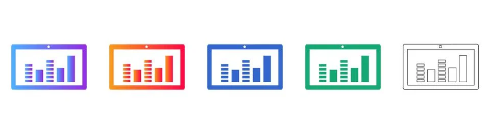 Digital Tablet Data Analytics Icon Set Illustrazione stock