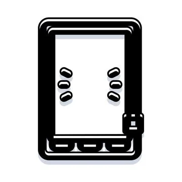 Digital tablet device line art illustration 스톡 일러스트